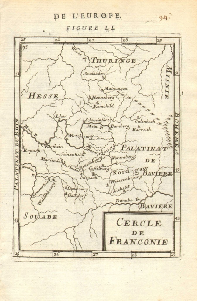 FRANCONIA Franken Cercle de Franconie Bavaria Nuremburg Bamberg. MALLET 1683 map